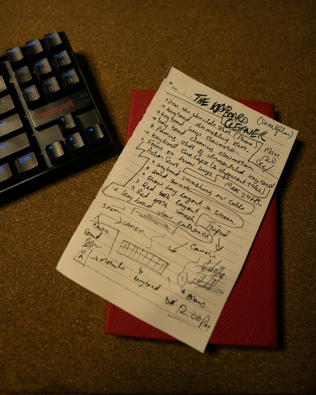a piece of paper with writing on it next to a keyboard a piece of paper with writing on it next to a keyboard